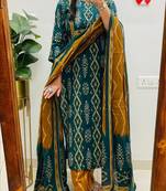 Floral embroidered red pure cotton  kurta trouser and dupatta set