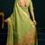 parrot green premium munga cotton mina work saree with zari border & pum pum lace