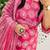 Floral embroidered pink pure cotton  kurta trouser and dupatta set
