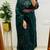 Floral embroidered green pure cotton  kurta trouser and dupatta set