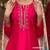 Floral embroidered u neck chinon kurta trosuer and dupatta set