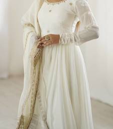 heavy chinon silk thred with sequnce work anarkali gown dupatta set