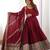 heavy chinon silk thred with sequnce work anarkali gown dupatta set