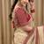 Cream Color Hand Work Satin Silk Saree