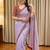 Lavender Color Hand Work Satin Silk Saree