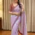 Lavender Color Hand Work Satin Silk Saree