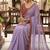 Lavender Color Hand Work Satin Silk Saree