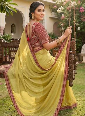 Light Olive Color Hand Work Satin art silk saree 2