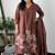 Floral printed v neck pure cotton kurta trosuer and dupatta set