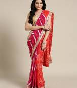 Geroo Jaipur Bandhani Printed Gotta Patti Leheriya Saree