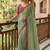 Sea-Green Color Hand Work Satin Silk Saree
