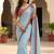 Sky Blue Color Hand Work Satin Silk Saree