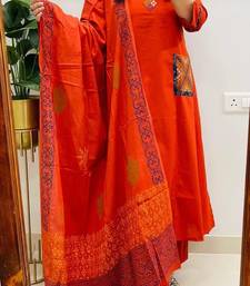 Floral embroidered v neck pure cotton kurta trosuer and dupatta set