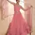 Glowing Pink Thread Embroidered Net Reception Wear Lehenga Choli