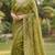 Olive Color Gold  Beads Work with Cut work Satin Silk Saree