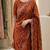 Orange Color Gold  Beads Work with Cut work Satin art silk saree