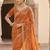 Orange Color Gold  Beads Work with Cut work Satin Silk Saree