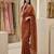 Orange Color Gold  Beads Work with Cut work Satin art silk saree
