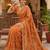 Orange Color Gold  Beads Work with Cut work Satin Silk Saree