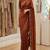Orange Color Gold  Beads Work with Cut work Satin art silk saree