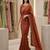 Orange Color Gold  Beads Work with Cut work Satin art silk saree