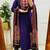 Blue floral embroidered round neck pure cotton kurta trouser dupatta set