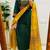 Green floral embroidered v neck pure cotton kurta trouser dupatta set