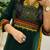 Green floral embroidered v neck pure cotton kurta trouser dupatta set