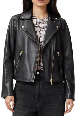women's black lambskin leather moto biker jacket 1