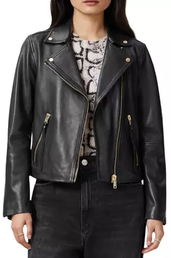 Women's genuine lambskin leather jacket slim fit biker jacket