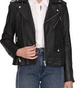 Women's genuine lambskin leather jacket slim fit moto leather jacket