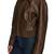 Brown leather bomber jacket women genuine leather rib jacket