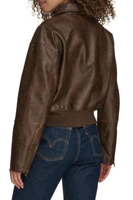 women's brown genuine leather bomber jacket 2
