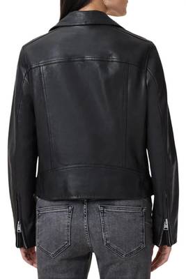 women's black lambskin leather moto jacket 2