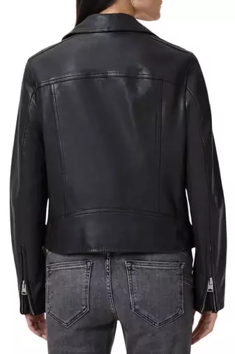 women's black lambskin leather moto jacket