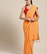 Orange Hand Embroidered Georgette Sustainable Saree