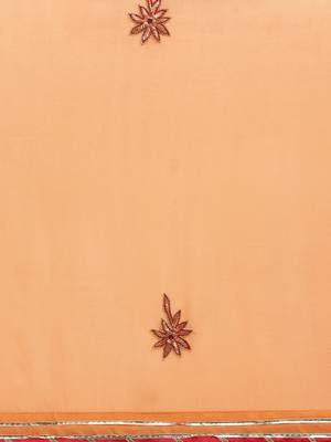 orange georgette hand embroidered saree 3