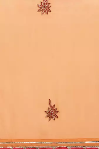 orange georgette hand embroidered saree