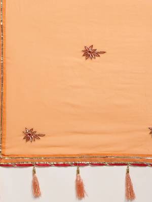 orange georgette hand embroidered saree 4
