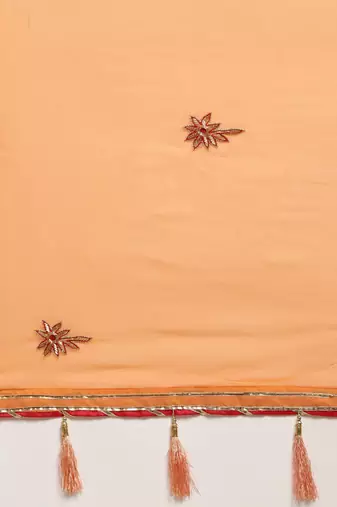 orange georgette hand embroidered saree