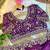 Plum Color Embroidery sequence work heavy border Satin Saree