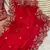 Red Color Embroidery sequence work heavy border Satin Saree