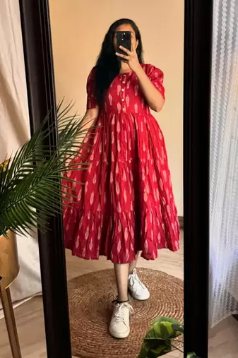 Women's rayon printed designer flared tiered casual & party wear dress|party wear casual designer tiered dress for girls