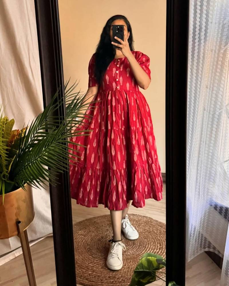 Women's rayon printed designer flared tiered casual & party wear dress|party wear casual designer tiered dress for girls