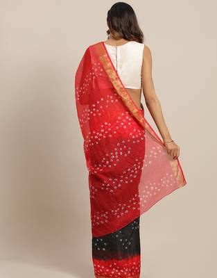black red kota doria silk bandhani saree 2