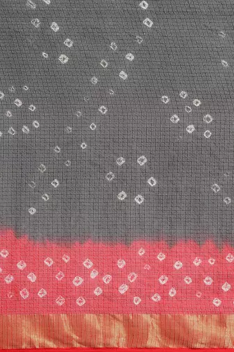 black red kota doria silk bandhani saree