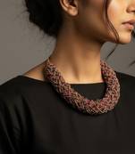Nvr women vintage braided beads multi coloured necklace