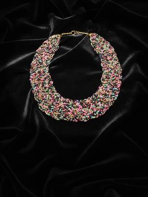 Nvr women vintage braided beads multi coloured necklace 3