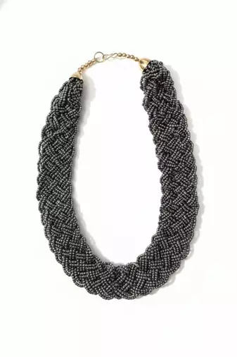 Nvr women vintage braided beads grey coloured necklace