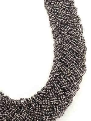 Nvr women vintage braided beads grey coloured necklace 5